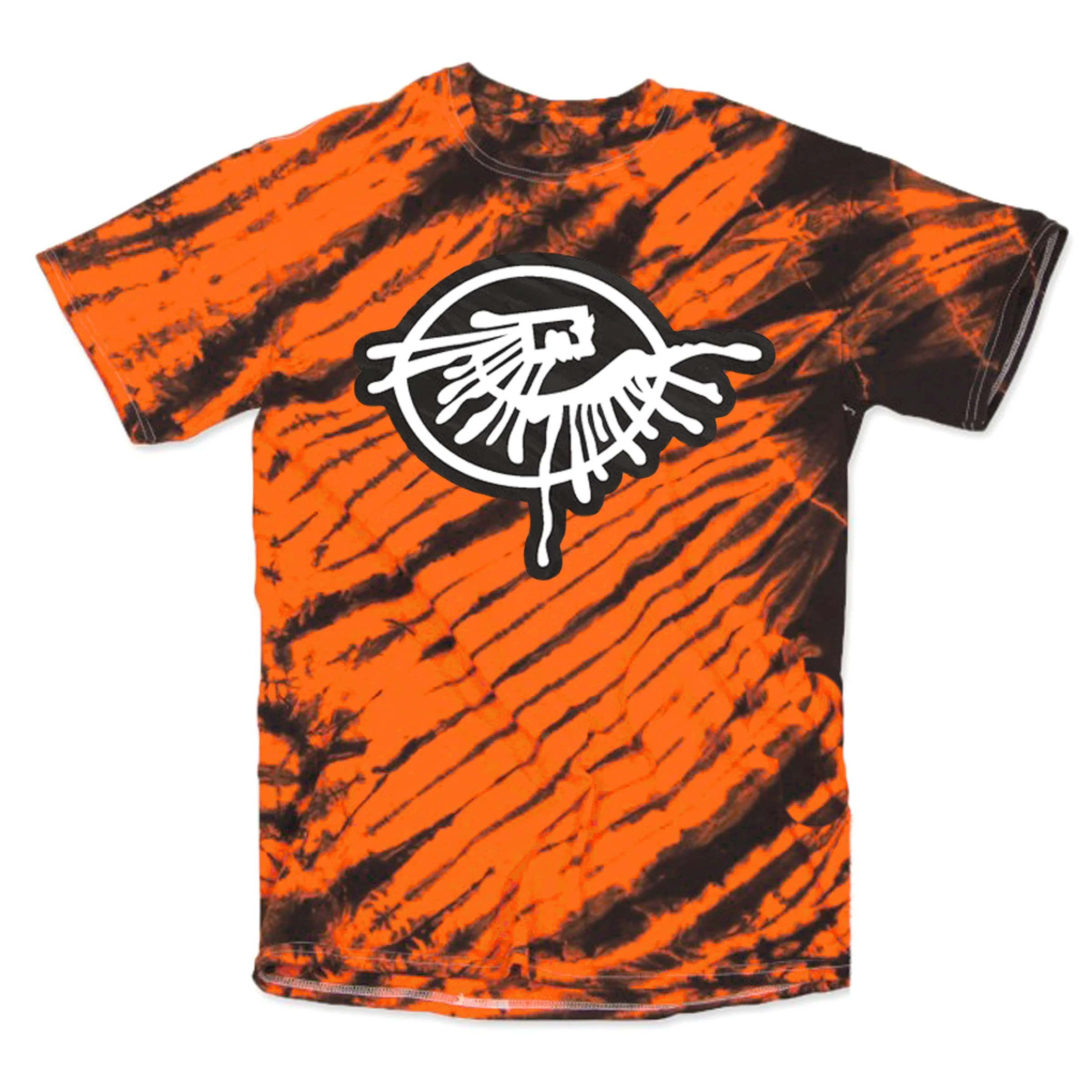 Tie dye shirt orange and black 2025